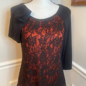 Lace Blouse Black and Red size small